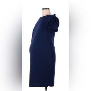 Pietro Brunelli Navy Flutter Sleeve Maternity Dress - M